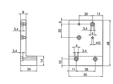 PI M-009.10 Adapterwinkel Zeichnung PI M-009.10 Adapterwinkel Zeichnung