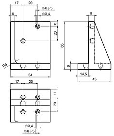 PI M-105.VB1 Adapterwinkel Zeichnung PI M-105.VB1 Adapterwinkel Zeichnung